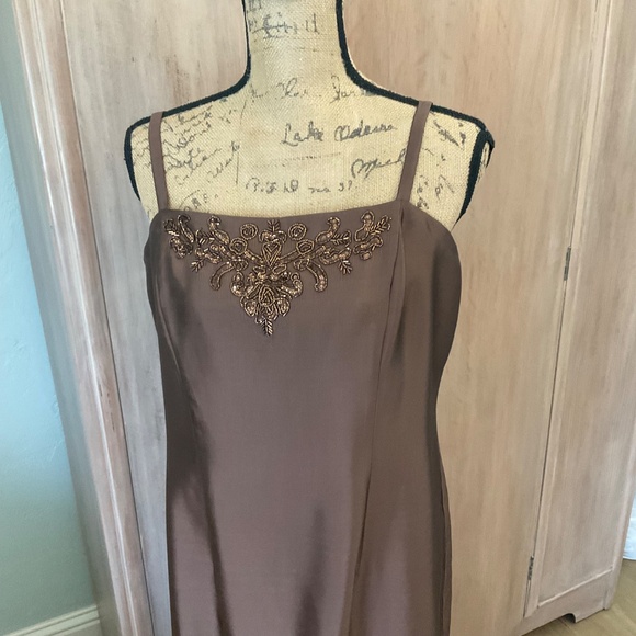 Vintage 90’s Y2k Iridescent Brown Beaded Bodice Prom Dress Maxi Fairy Rachel 12 - Picture 11 of 15